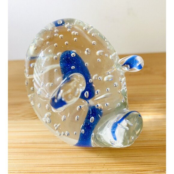 Blown Glass Pig Paperweight Center Blue Murano Style - Picture 5 of 7